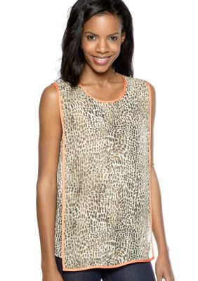 Vince Camuto Contrast Trim Cheetah Spots Blouse