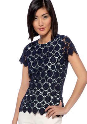 Vince Camuto Embroidered Lace Top