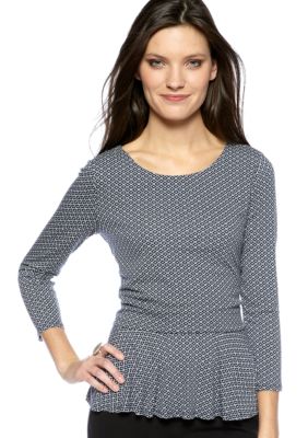 Vince Camuto Three Quarter Sleeve Peplum Peasant Blouse