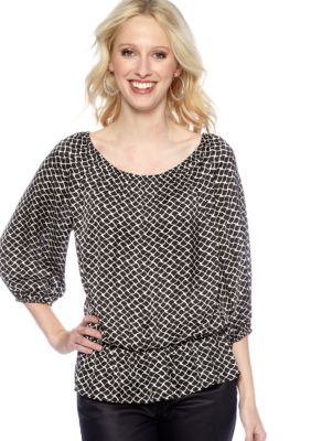 Vince Camuto Three Quarter Sleeve Peplum Teardrops Peasant Blouse