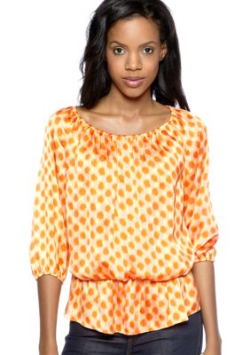 Vince Camuto Three Quarter Sleeve Polka Dot Peplum Blouse