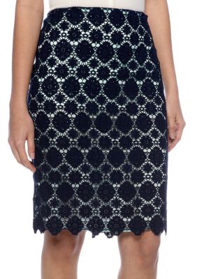 Vince Camuto Embroidered Lace Pencil Skirt