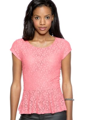 Vince Camuto Cap Sleeve Lace Peplum Top