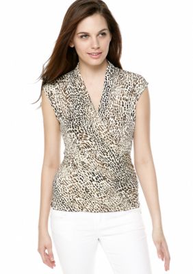 Vince Camuto Cheetah Print Wrap Top