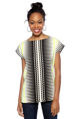 Vince Camuto Echo Wave Print Boxy Top