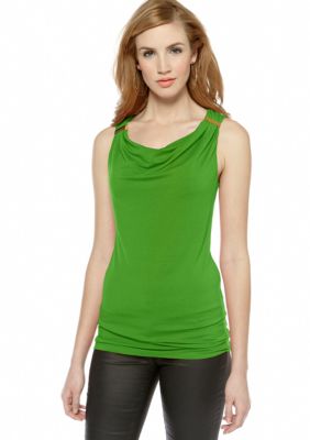 Vince Camuto Cowl Neck Tank with Bar Embellishment