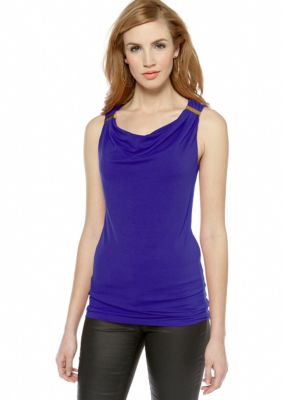 Vince Camuto Cowl Neck Tank with Bar Embellishment