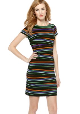 Vince Camuto Variegated Stripe Zig Zag Dress