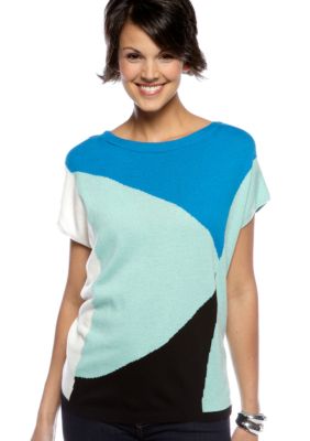 Vince Camuto Boat Neck Color Block Sweater