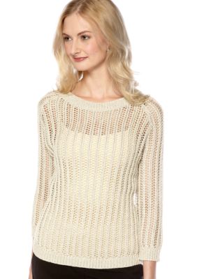 Vince Camuto Open Stitch Lurex Sweater