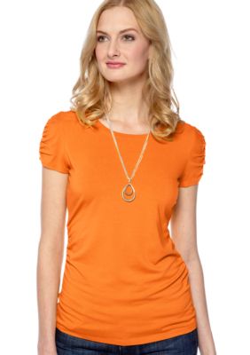 Vince Camuto Cap Sleeve Ruched Scoop Neck Tee