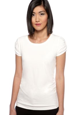 Vince Camuto Cap Sleeve Ruched Scoop Neck Tee