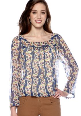 Jessica Simpson Waterfall Floral Print Blouse