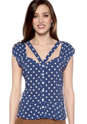 Jessica Simpson Suzanna Peplum Polka Dot Blouse