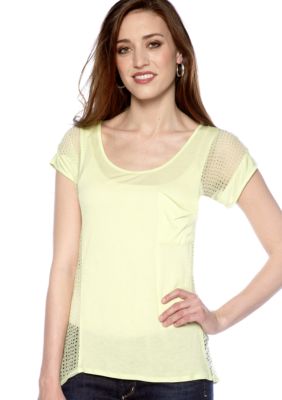 Jessica Simpson Scoop Neck Chiffon Cutout Top