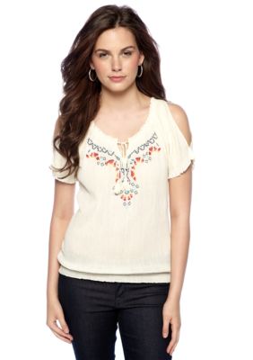 Jessica Simpson Scorpion Embroidered Peasant Blouse