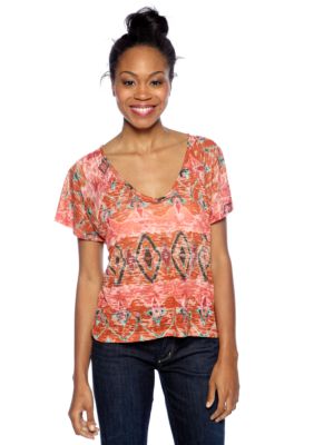 Jessica Simpson Colorado Open Batwing Burnout Tee