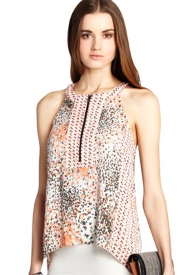 BCBGMAXAZRIA Printed Sleeveless Blouse