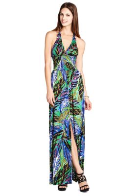 BCBGMAXAZRIA Hayley Printed Halter Maxi Dress