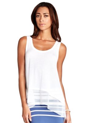 BCBGMAXAZRIA Clover Long Back Sheer Bottom Tank