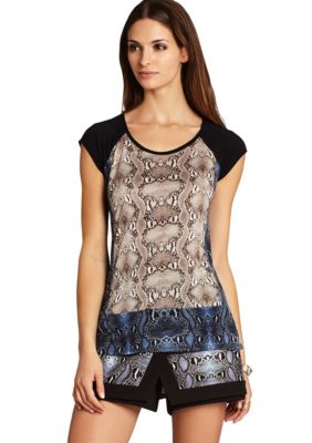 BCBGMAXAZRIA Keeley Blocked Print Top