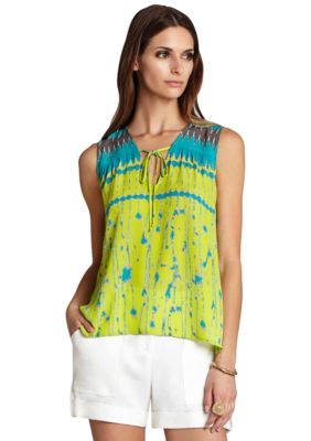 BCBGMAXAZRIA Printed V-Neck Blouse