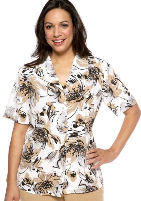 Alfred Dunner Plus Size Classics Abstract Floral Blouse