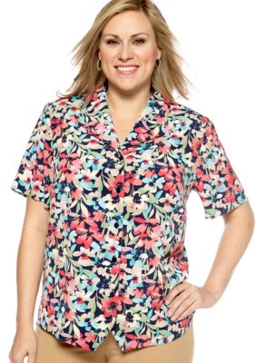 Alfred Dunner Plus Size Classics Floral Weskit Blouse