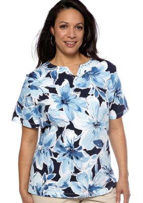 Alfred Dunner Plus Size Classics Floral Print Tee