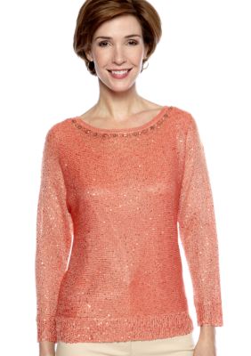 Alfred Dunner Petite Prince Street Sequined Sweater