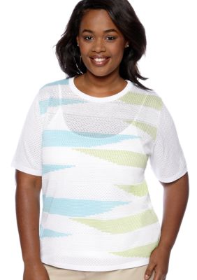 Alfred Dunner Plus Size Crystal Cove Broken Arrows Sweater