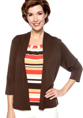 Alfred Dunner Monaco Stripe 2Fer Knit Top