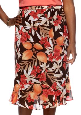 Alfred Dunner Plus Size Monaco Tropical Printed Skirt