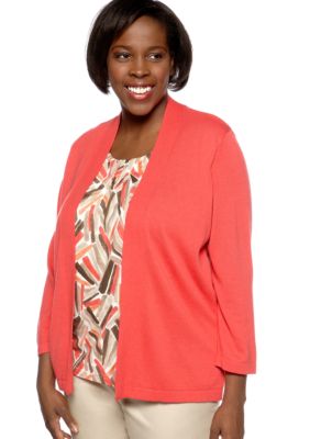 Alfred Dunner Plus Size Monaco Geometric Printed 2fer Sweater