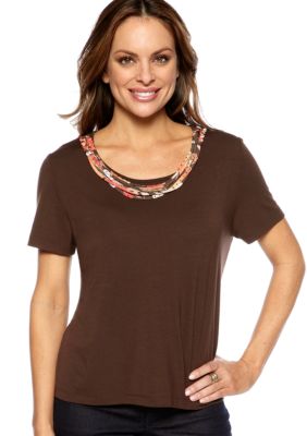 Alfred Dunner Petite Monaco Embellished Knit Top