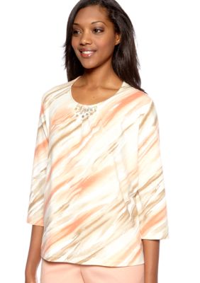 Alfred Dunner Valencia Watercolor Stripe Knit Top
