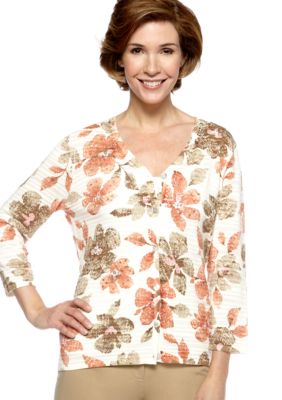 Alfred Dunner Valencia Floral Print Cardigan