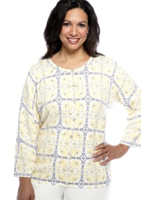 Alfred Dunner Plus Size City Of Lights Printed Cardigan