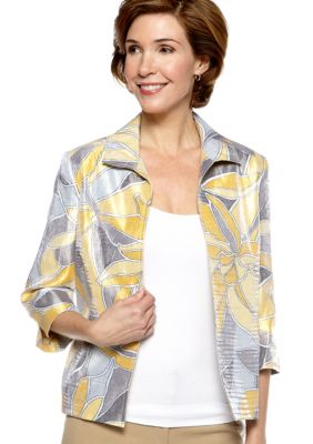 Alfred Dunner Petite City Of Lights Shimmer Abstract Printed Jacket