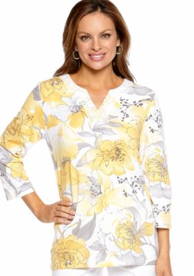 Alfred Dunner Petite City Of Lights Floral Print Knit Top