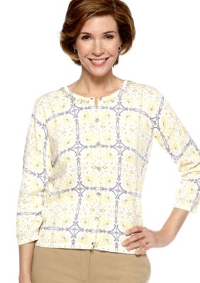 Alfred Dunner Petite City Of Lights Printed Cardigan