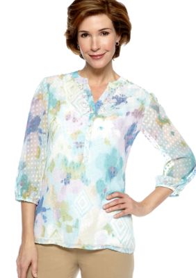 Alfred Dunner Santorini Ikat Printed Quilted Jacket