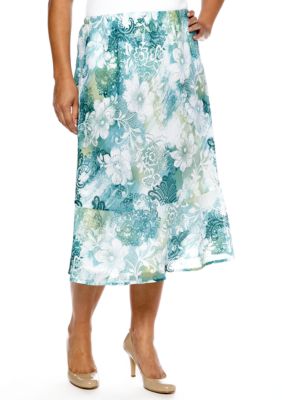 Alfred Dunner Plus Size Notting Hill Floral Print Skirt