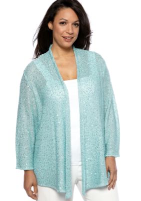 Alfred Dunner Plus Size Notting Hill Glitter Cascading Cardigan