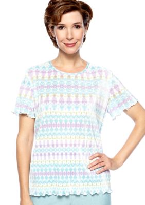 Alfred Dunner Petite Notting Hill Biadere Accordion Top