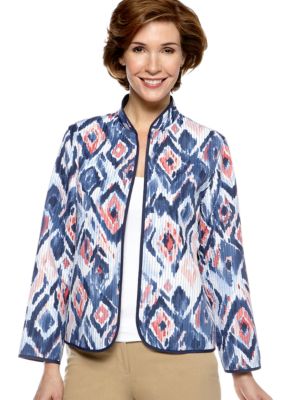 Alfred Dunner Santorini Ikat Printed Quilted Jacket