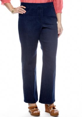 Alfred Dunner Plus Size Santorini Pull On Slim Fit Denim Pant Average Inseam