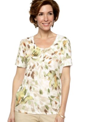 Alfred Dunner Al Fresco Abstract Printed Knit Top