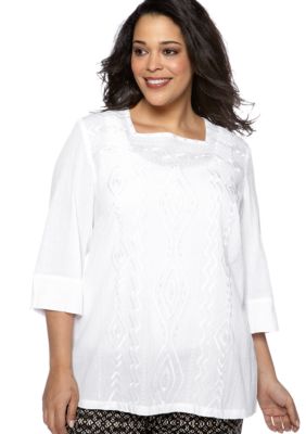Alfred Dunner Plus Size Tribal Fusion Embroidered Tunic