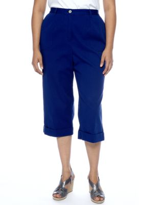Alfred Dunner Plus Size Jet Setter Patch Pocket Capri